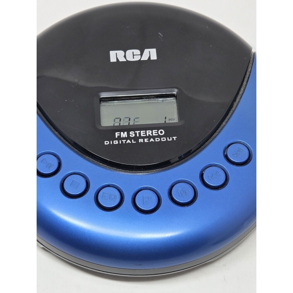 RCA RP3013 Portable CD Player FM Stereo Radio Blue Black, no headset, tested wrk